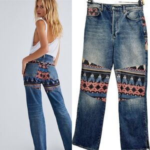 Free People Rocky Mountain Patchwork Unique Jeans Women’s Size 28